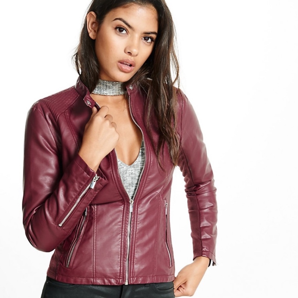 Express oxblood faux leather jacket